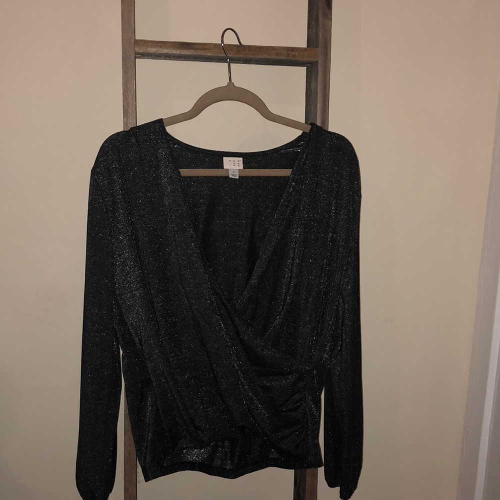 Black sparkly draped shirt